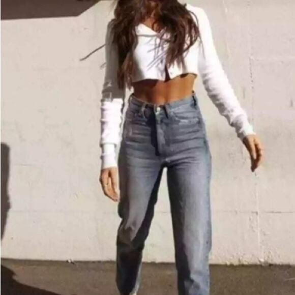 Marissa Webb Grant Straight Leg Jean Size 25 Black Stonewashed and Cinched back - Picture 2 of 10